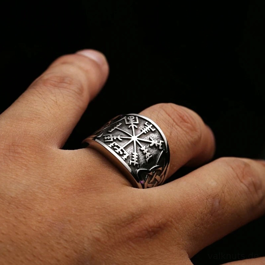 316L Edelstahl Wikinger Ring Vegvisir Odin Amulett