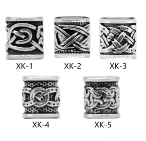 5er Set gemischte Wikinger Bartperlen mit traditionellen nordischen Motiven und Bartschmuck