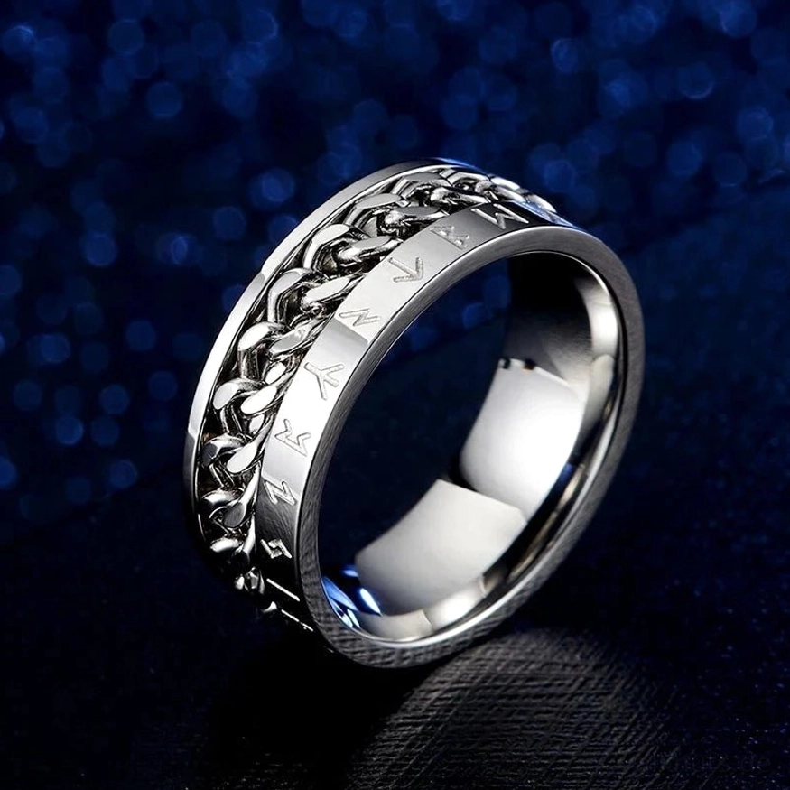 9mm breiter Wikinger Ring mit nordischen Runen