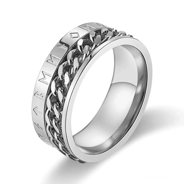 9mm Wikinger Runen Ring Edelstahl, Detailansicht