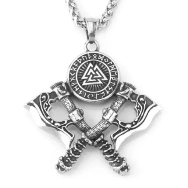 Valknut Necklace with Double Axe And Nordic Rune – Bild 6
