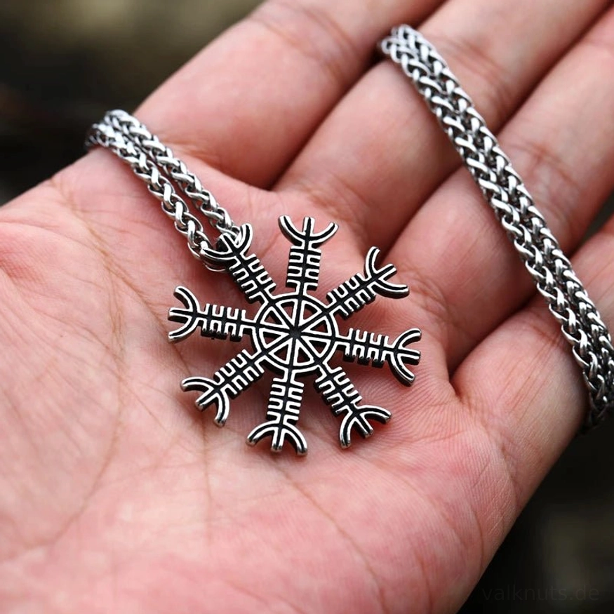 Aegishjalmur Wikinger Anhänger als edles Amulett aus Edelstahl