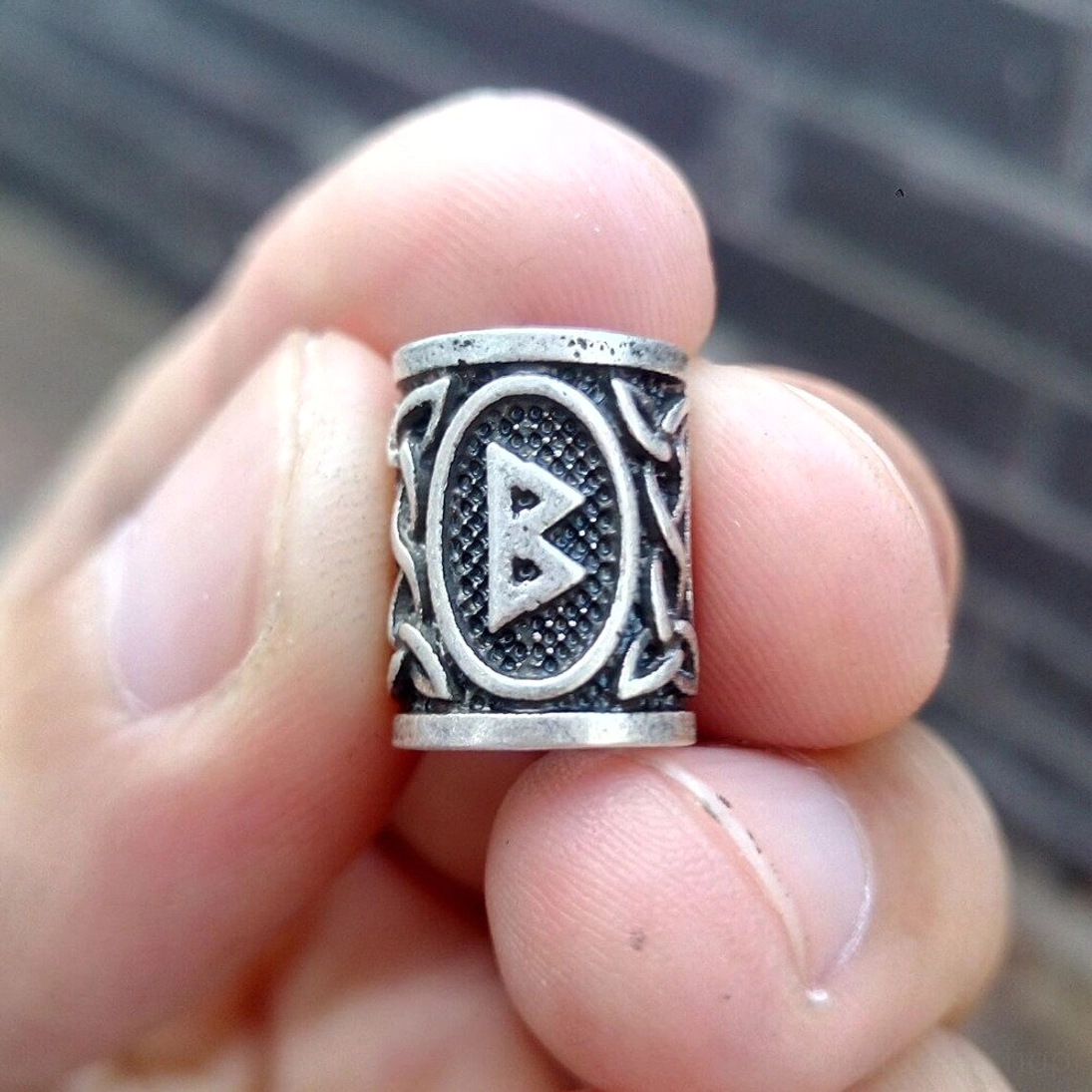 Antik finish Wikinger Runen Bartperle für authentischen Wikinger Look