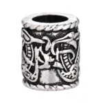 antik silberne wikinger bartperle mit doppel-drachen gravur, wikinger bartperlen wikinger bartschmuck