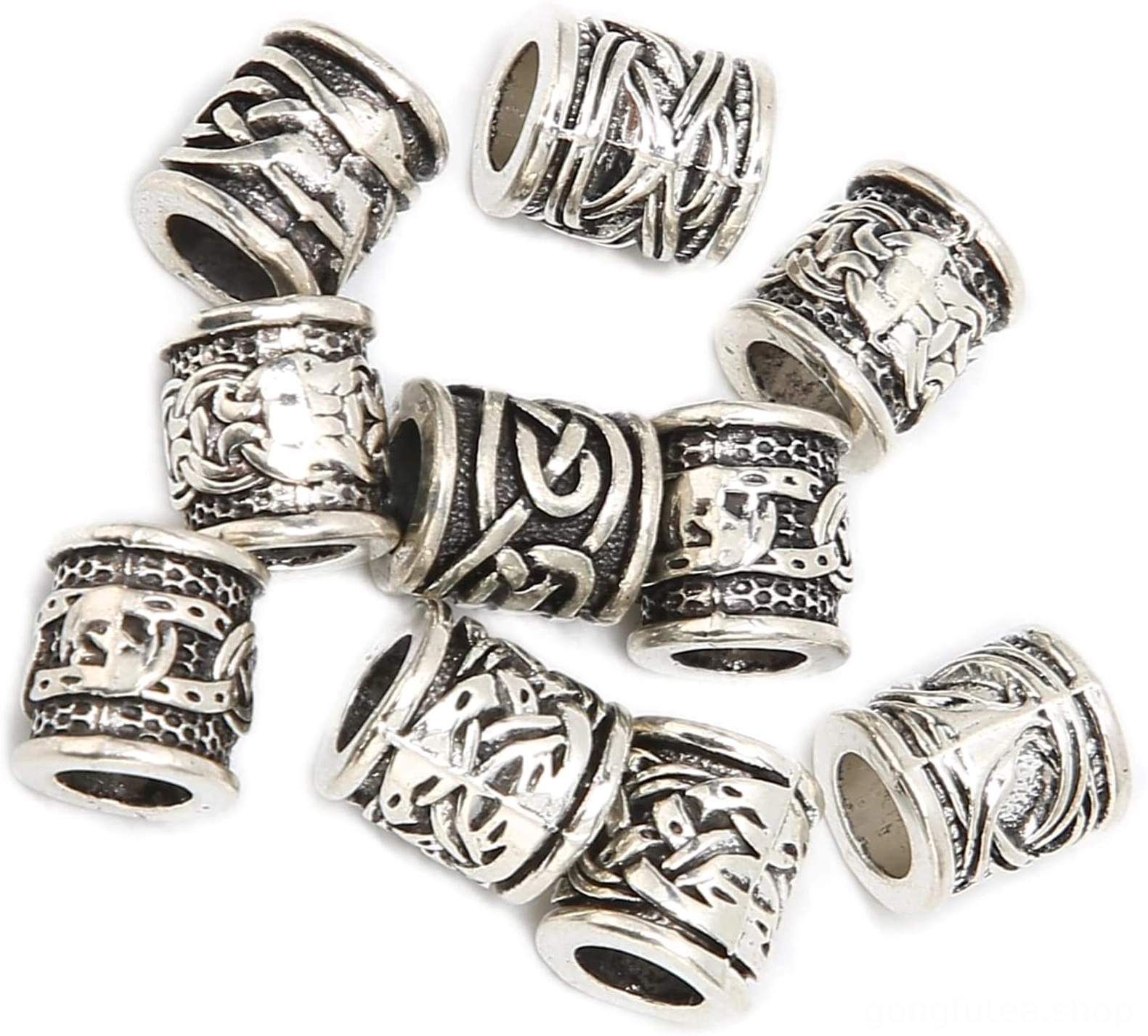 Antik silberne Wikinger Bartperlen für Bart und Haar, authentischer nordischer Wikinger Bartschmuck