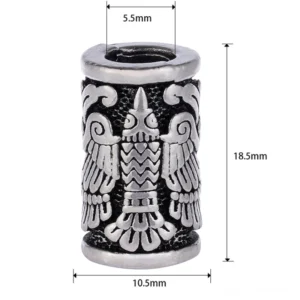 Antik design Wikinger Bartperle mit Huginn und Muninn Gravur, DIY Perle für Wikinger Accessoires