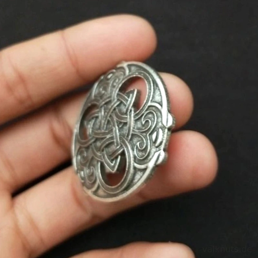 Antike Wikinger Fibel mit Triquetra Knoten für Mantel und Kragen