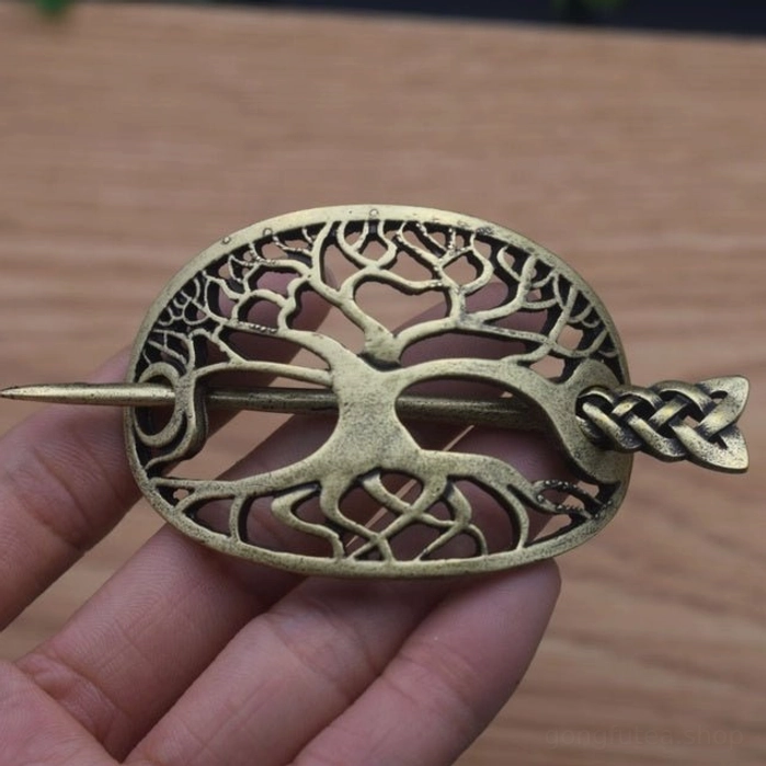 Antike Wikinger Haarspange Yggdrasil für Damen, nordisches Haarzubehoer