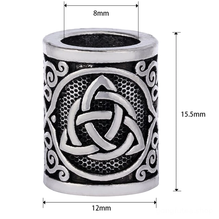 authentische wikinger bartperle mit altem keltischen triquetra symbol, nordischer bartschmuck