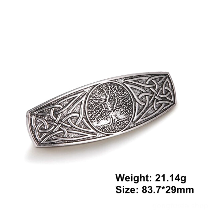 Authentische Wikinger Haarspange Baum des Lebens aus Metall für mittelalterliche Outfits