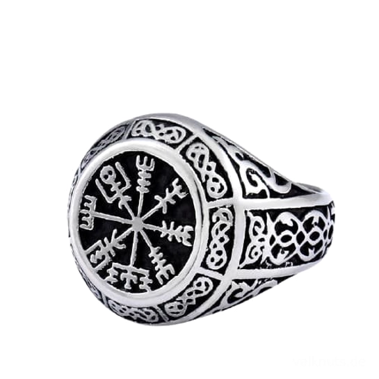 Authentischer Wikinger Ring Vegvisir Knoten als Talisman für Schutz und Orientierung
