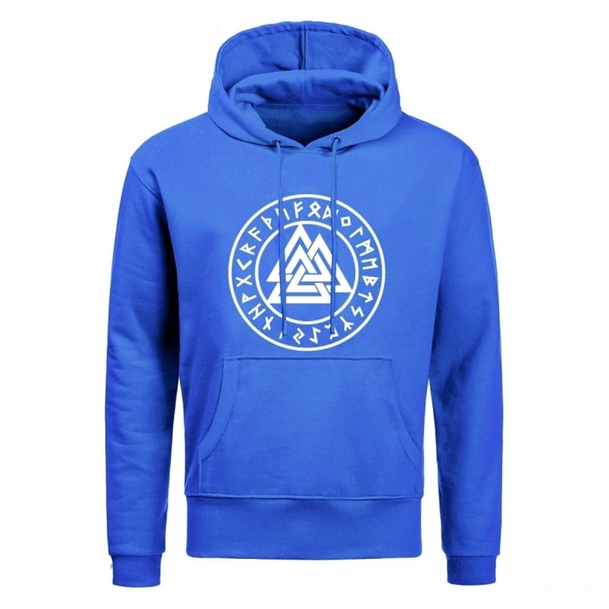 Blauer Wikinger Valknut Hoodie mit Kängurutasche