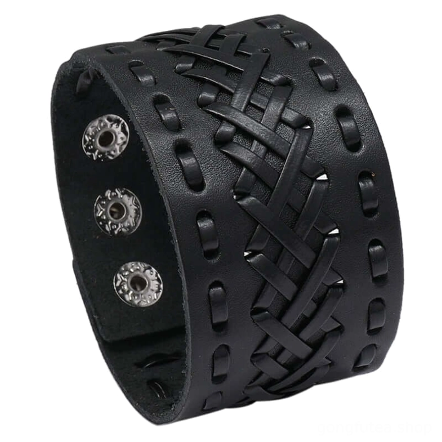 Braunes geflochtenes Wikinger Armband, Vintage Stil