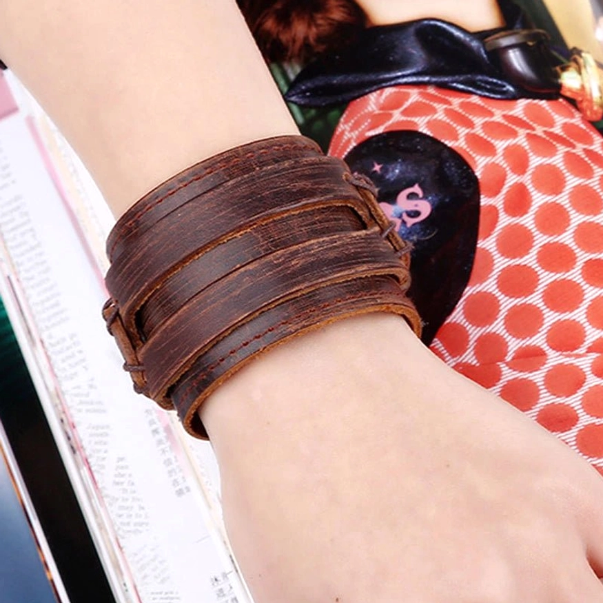 Braunes Wikinger Leder Armband Berserker Ulfhednar, Uebersicht Ansicht