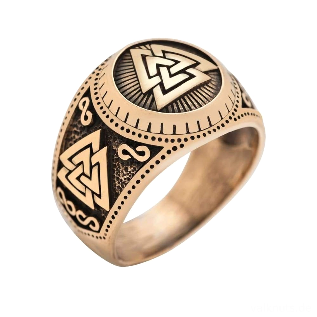 Bronze Wikinger Ring mit fein gravierter Valknut Dreieck Symbolik
