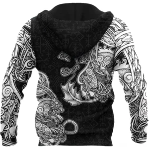 detailansicht wikinger hoodie torvald mit traditionellen nordischen ornamenten