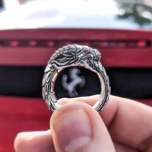 Detailansicht Wikinger Ring Jörmungandr Midgardschlange mit Schuppenmuster