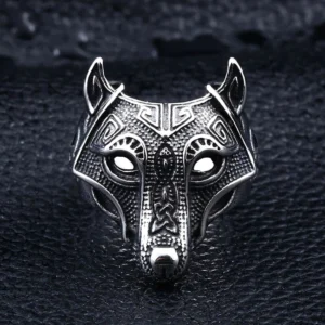 Detailansicht Wikinger Ring Wolf, keltische Knoten Muster Wikinger Schmuck