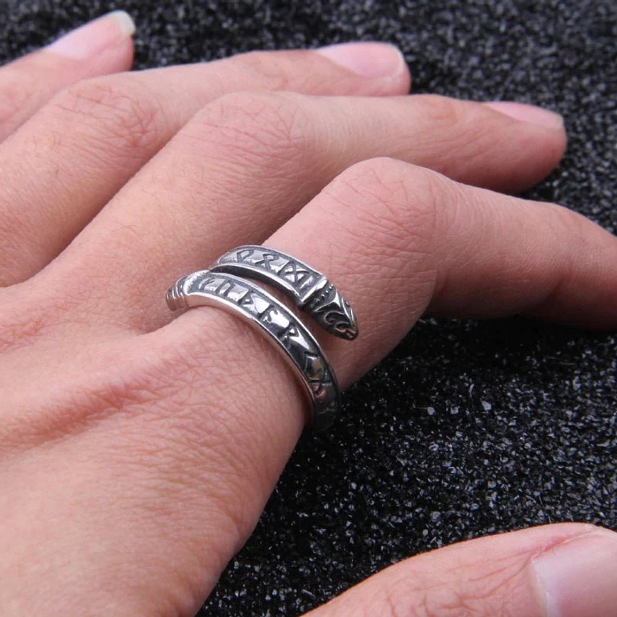 Doppelschlangen Design Wikinger Ring Jörmungandr aus 925 Sterlingsilber