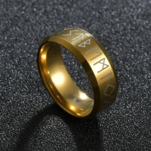 Draupnir Goldener Wikinger Ring mit nordischen Runen von Odin