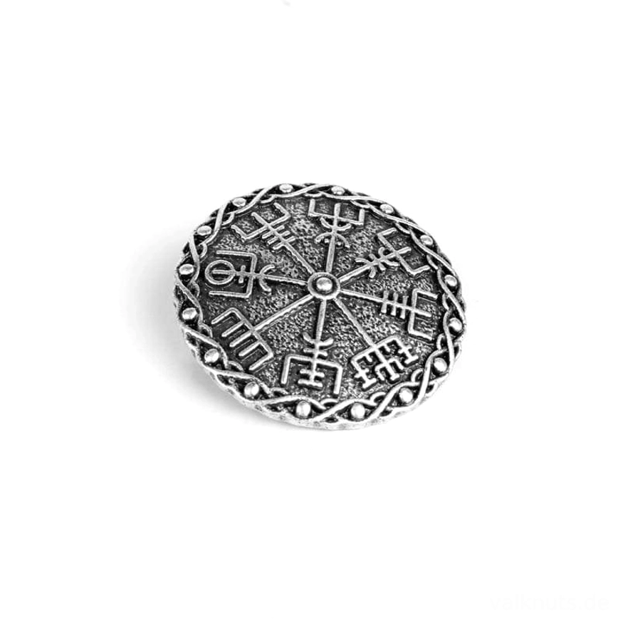 Edelstahl Wikinger Brosche Vegvisir zum Anstecken an Kleidung und Taschen