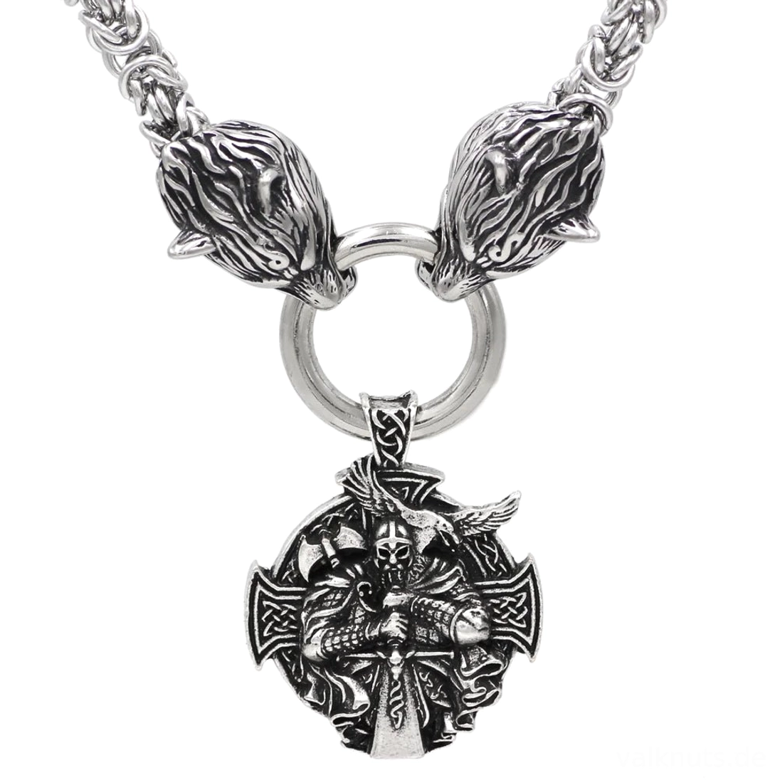 Vollständige Edelstahl Wikinger Wolf Kette mit Berserker Anhänger für Männer