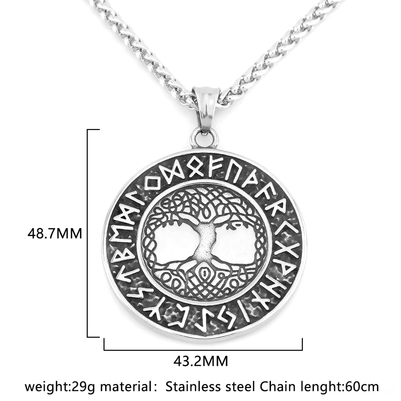 Edelstahl Yggdrasil Kette nordisches Wikinger Amulett für tägliches Tragen