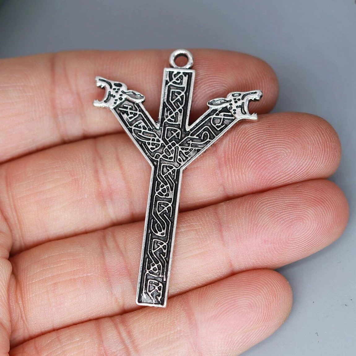 Einzelner Algiz Rune Wolf Anhänger für DIY Wikinger Schmuck