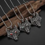 Fenrir Wolf Kette Wikinger Wolf Kopf Anhänger aus Edelstahl