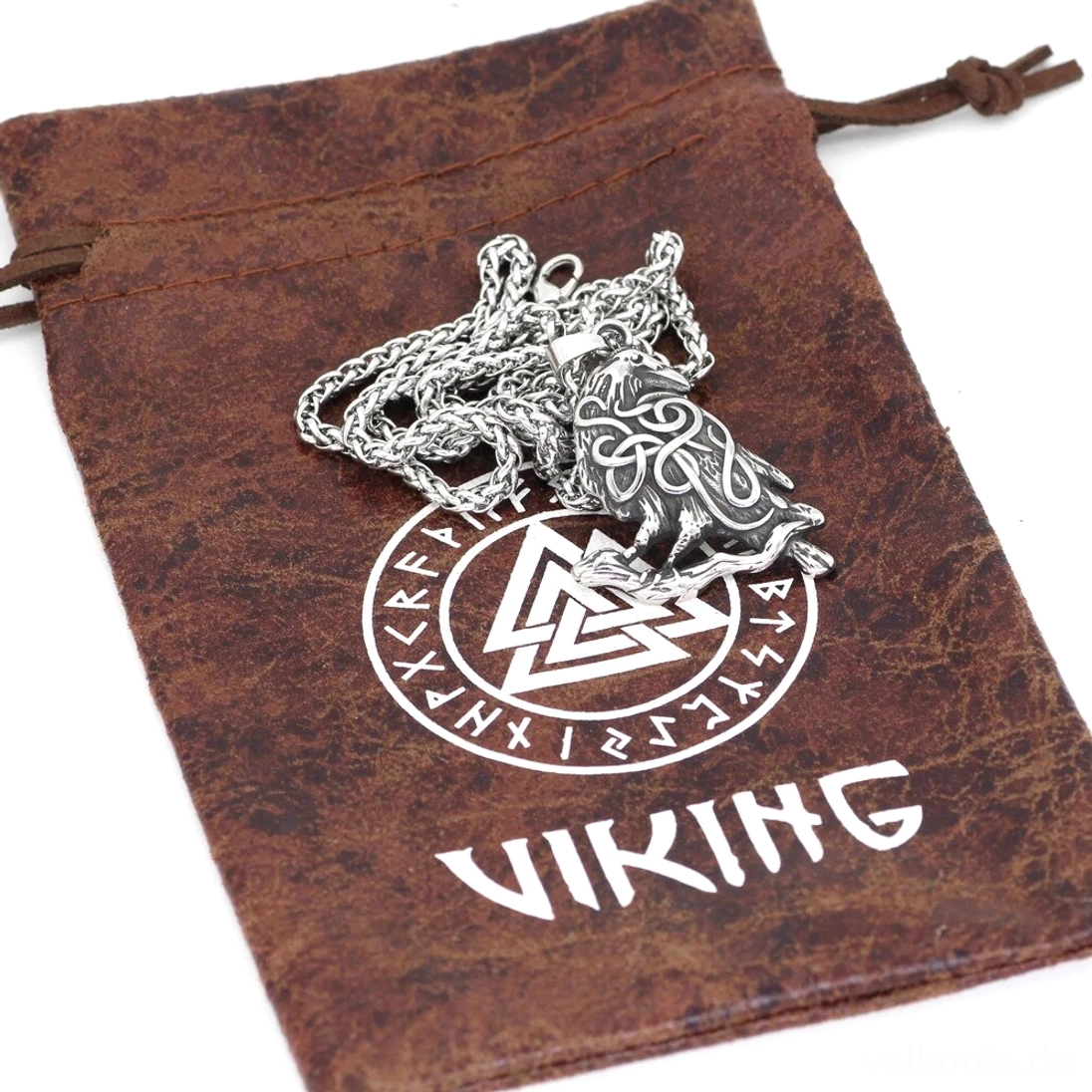 ganze wikinger halskette odins raben als amulett fuer wikinger fans