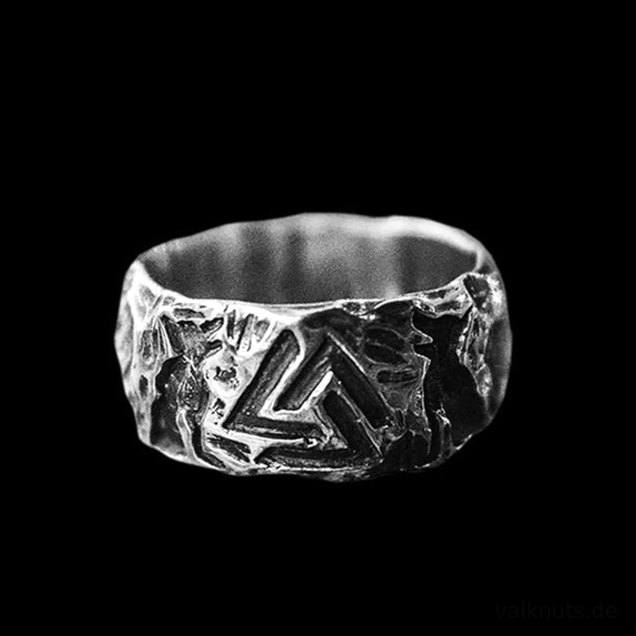 Ganzer Wikinger Ring mit Valknut Symbol aus Edelstahl, Amulett für Wikinger Liebhaber