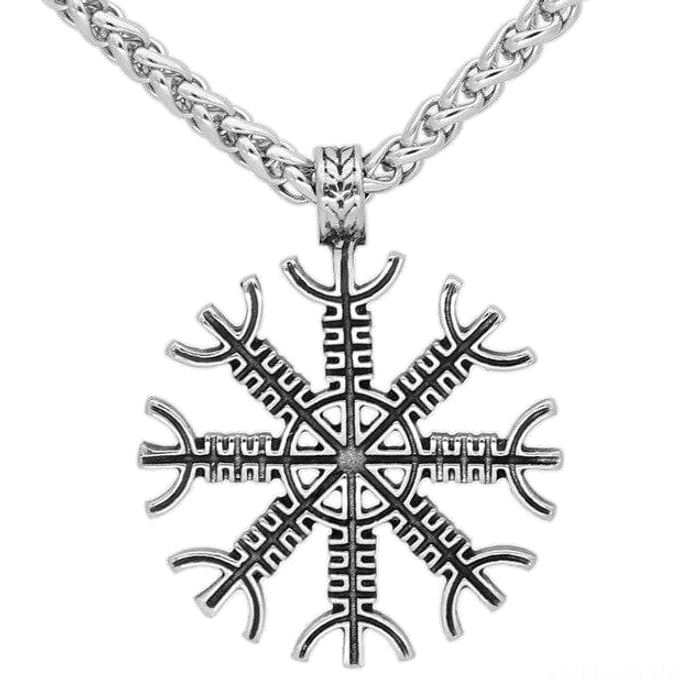 Gesamtansicht der Wikinger Kette Aegishjalmur mit 60cm Kette