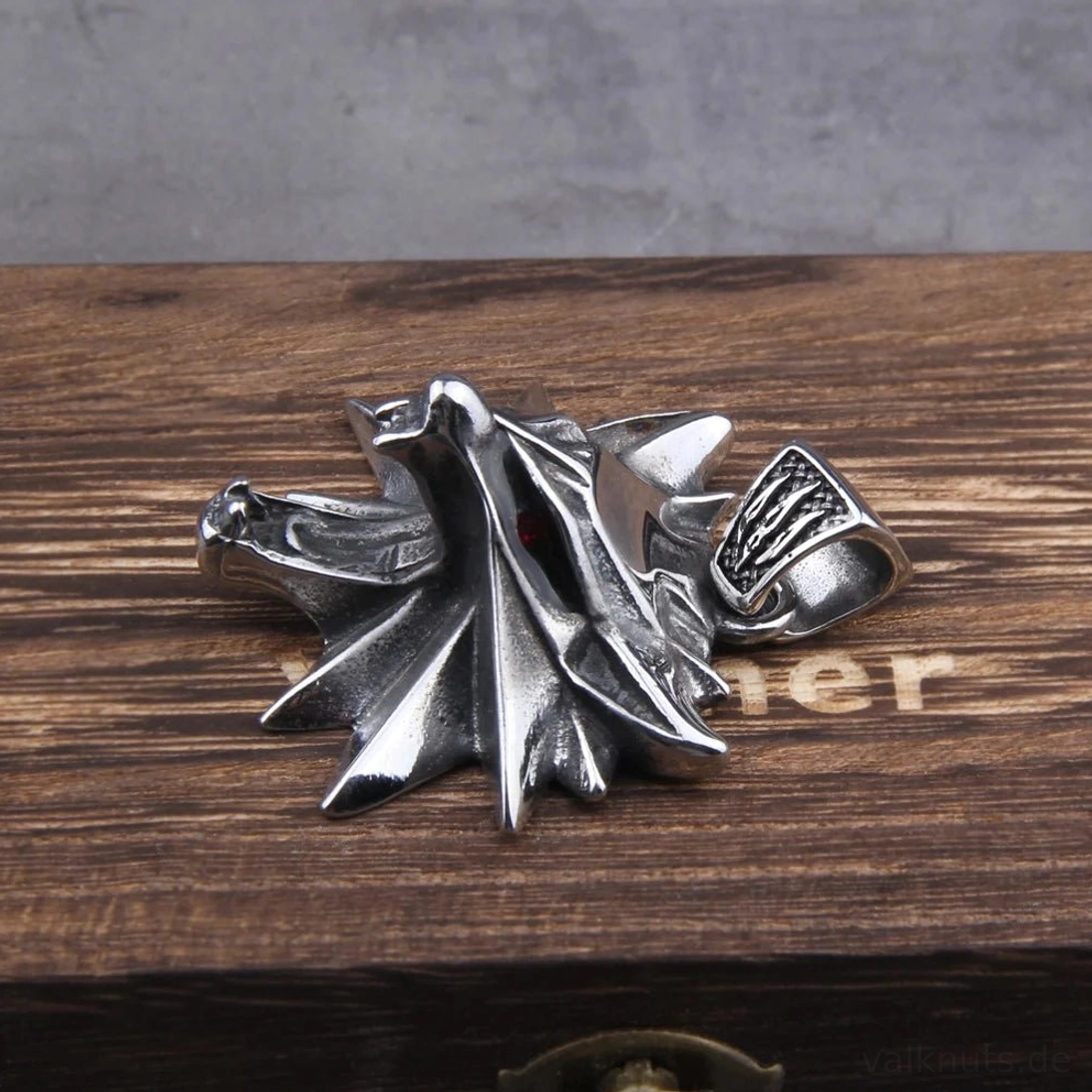 Gesamte Wikinger Wolf Kette mit aufgerollter Edelstahlkette