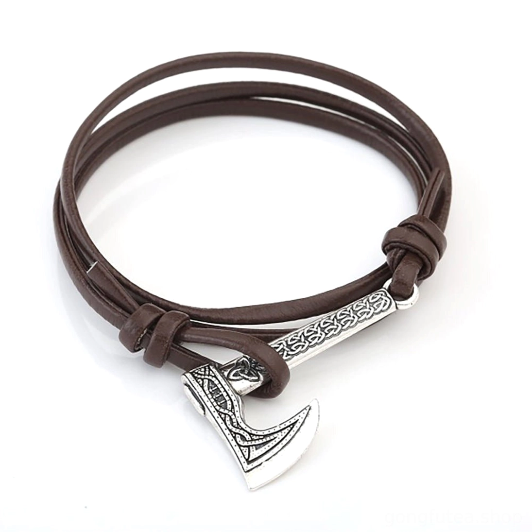 Gestrecktes Lederband des Wikinger Axt Wickel Armband