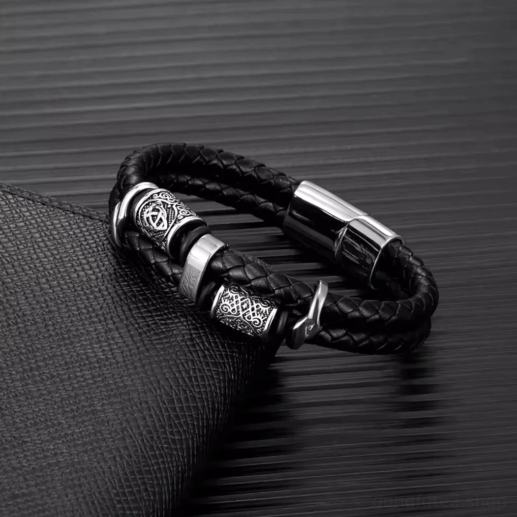 Gold und silber Variante des Wikinger Armband mit Valknut Vegvisir