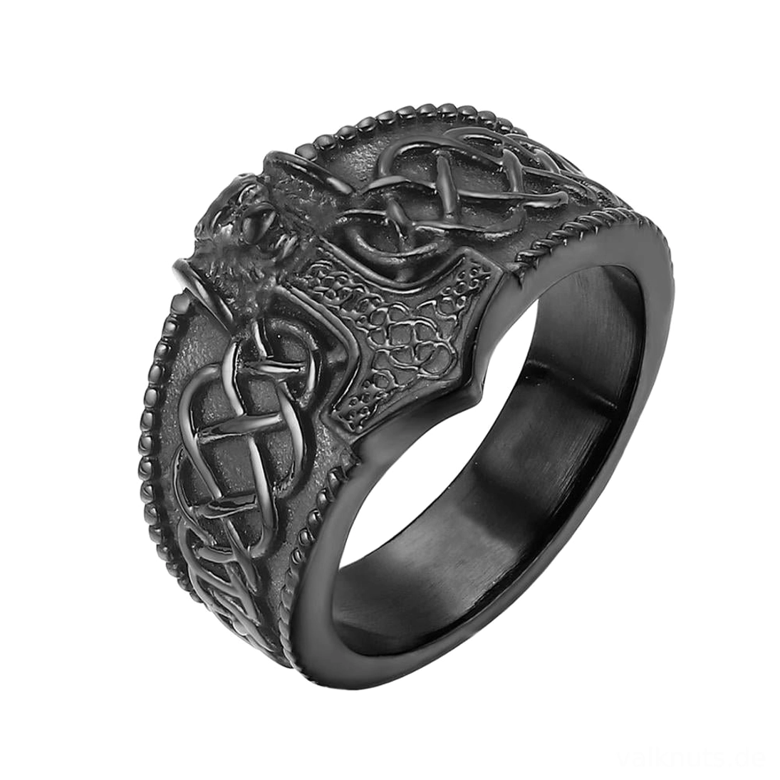 Gold Wikinger Ring mit Thorshammer getragen an Finger