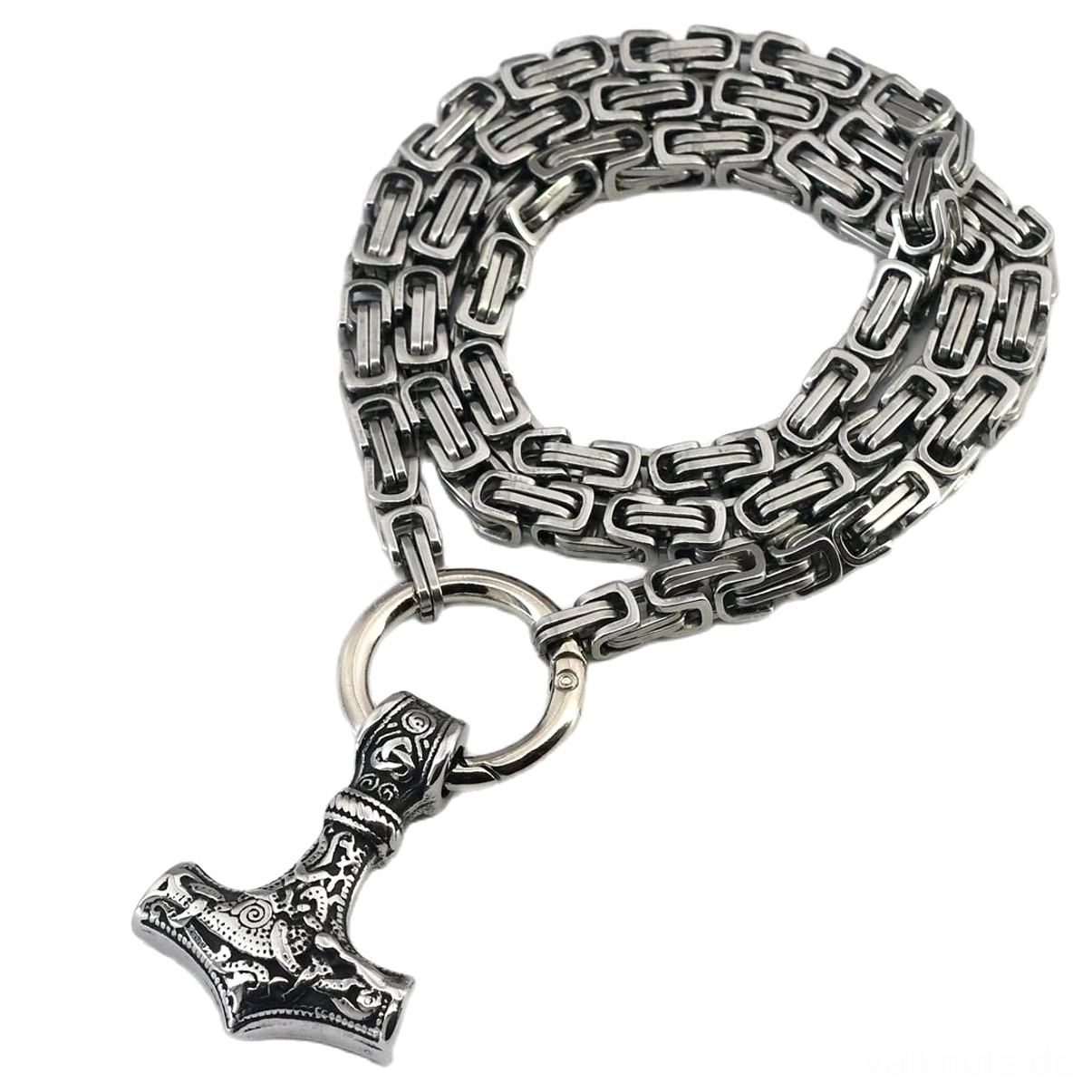 Goldverzierte Variante der Thors Hammer Kette aus massivem Edelstahl