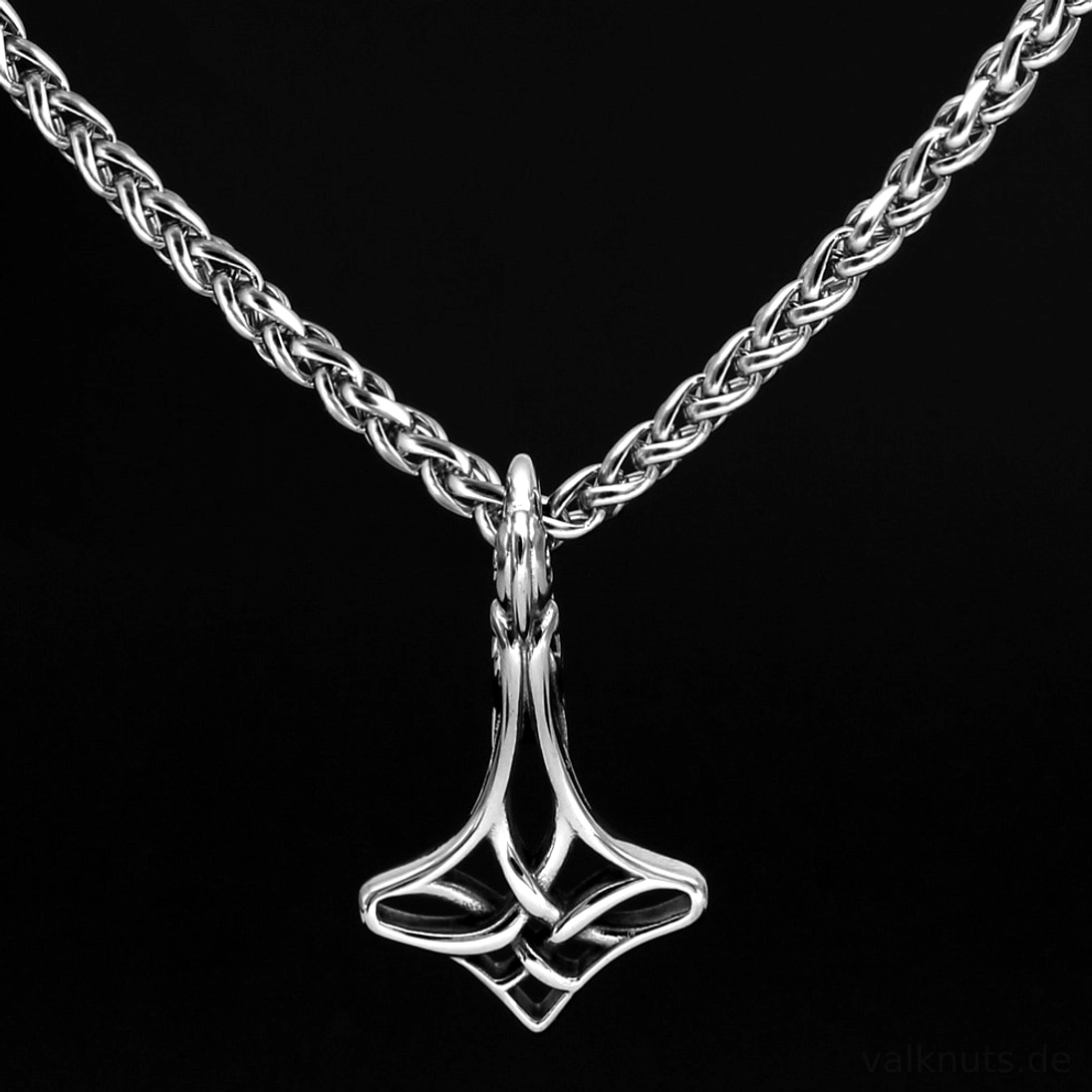 Handgefertigte Thors Hammer Kette mit keltischem Design, Wikinger Schmuck für Männer und Frauen