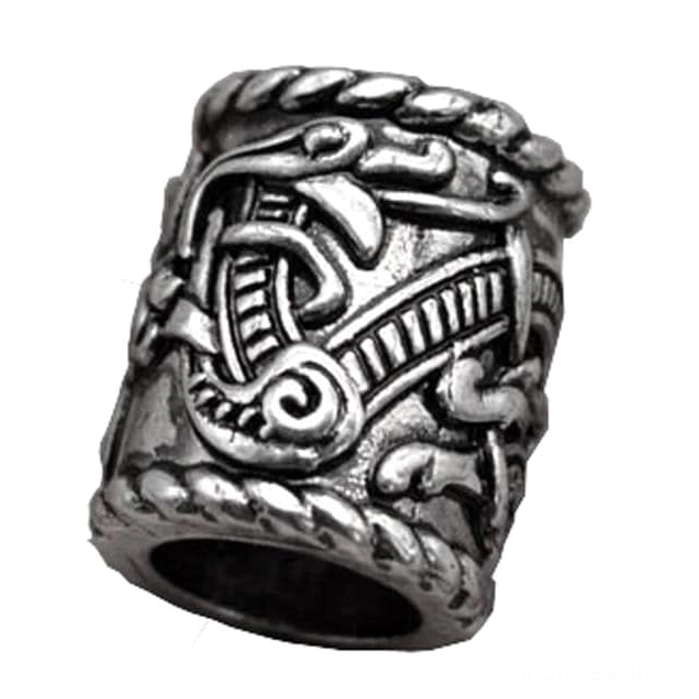 handgefertigte wikinger bartperle mit nordischem doppel-drachen, wikinger bartperlen wikinger bartschmuck