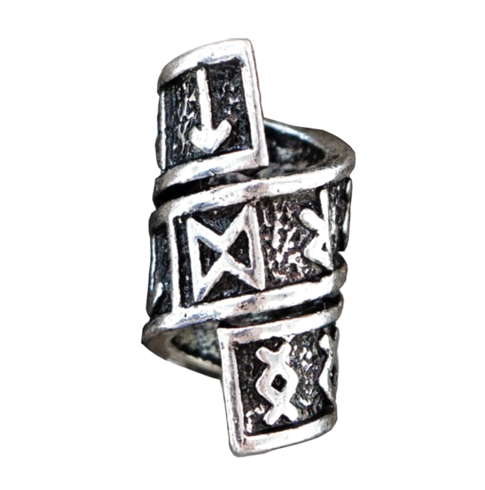 Handgefertigte Wikinger Bartperlen mit Runen als nordisches Schmuck Accessoire