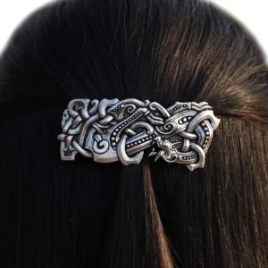 Handgefertigte Wikinger Haarspange mit Wolf Symbolik für Shieldmaidens