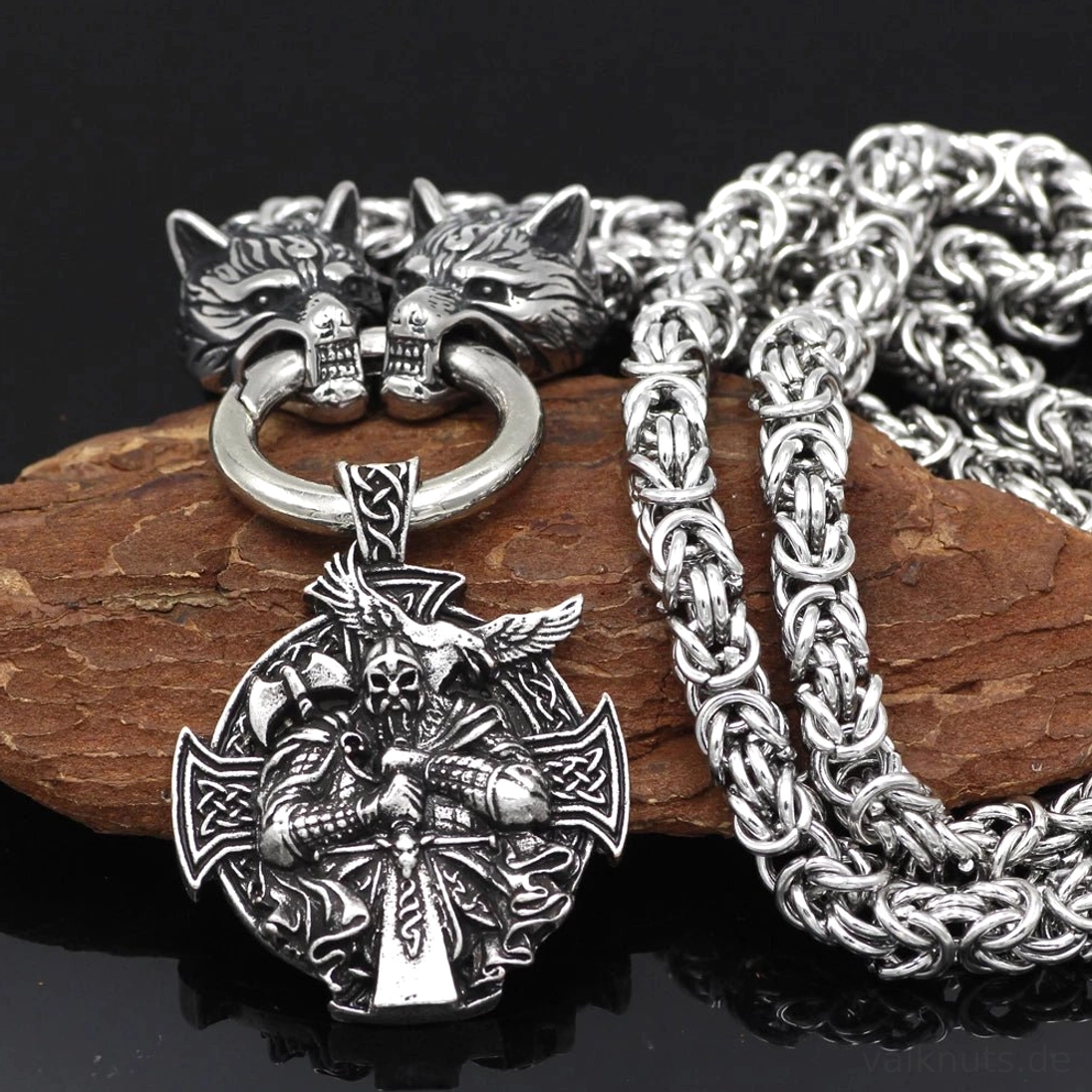 Handgefertigte Wikinger Wolf Kette, Berserker Anhänger mit nordischen Symbolen