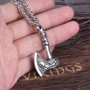 Handgefertigte Wikinger Wolf Kette als nordisches Amulett, rostfreier Edelstahl