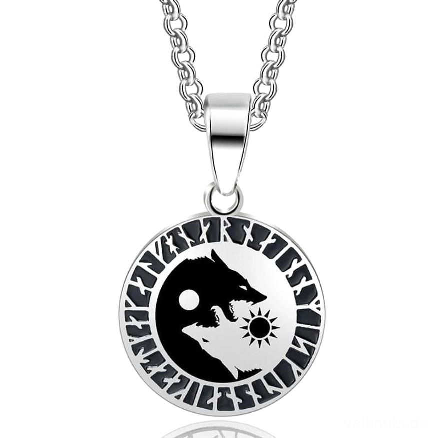 Handgefertigte Wikinger Wolf Kette Skoll und Hati aus Edelstahl