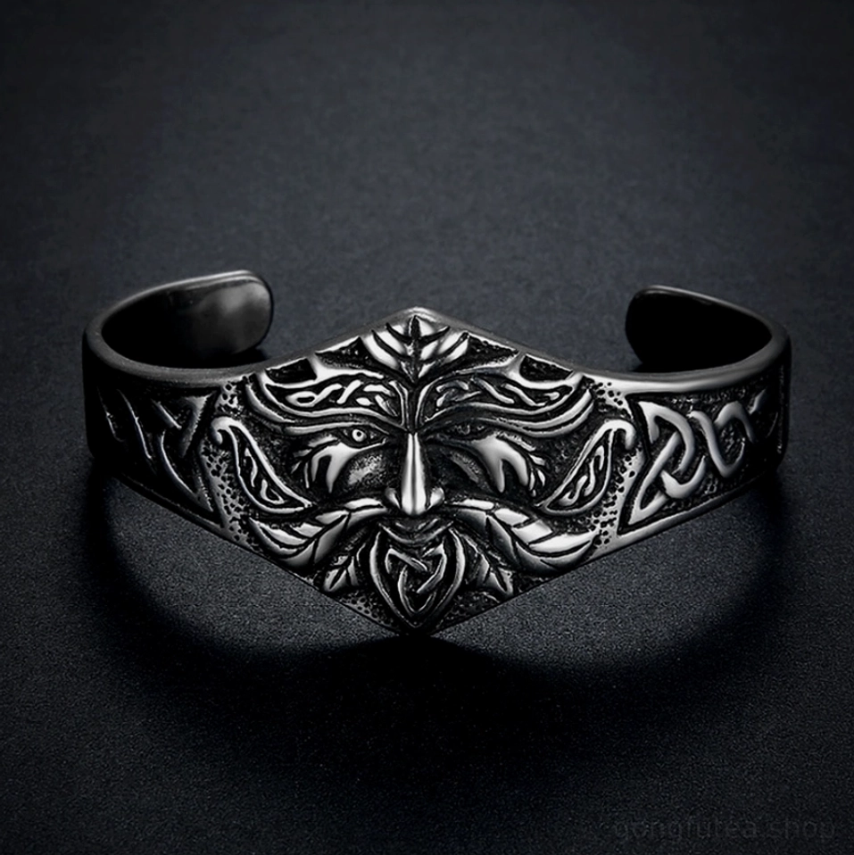 Handgefertigter Wikinger Armreif Einherjer mit Keltenknoten aus Edelstahl