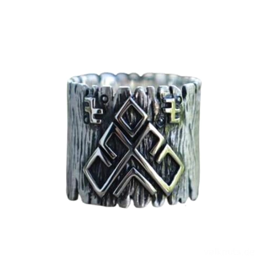 Handgefertigter Wikinger Runen Totem Ring für Männer, nordischer Kultur Amulett