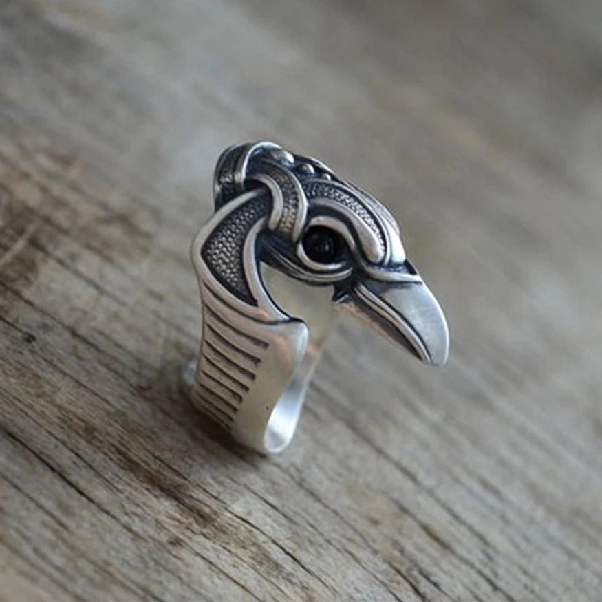 Handgemachter Wikinger Raben Ring - nordisches Pagane Amulett