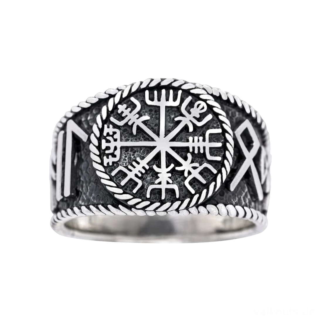 Handgemachter Wikinger Ring Silber mit Vegvisir nordischer Kompass Symbol