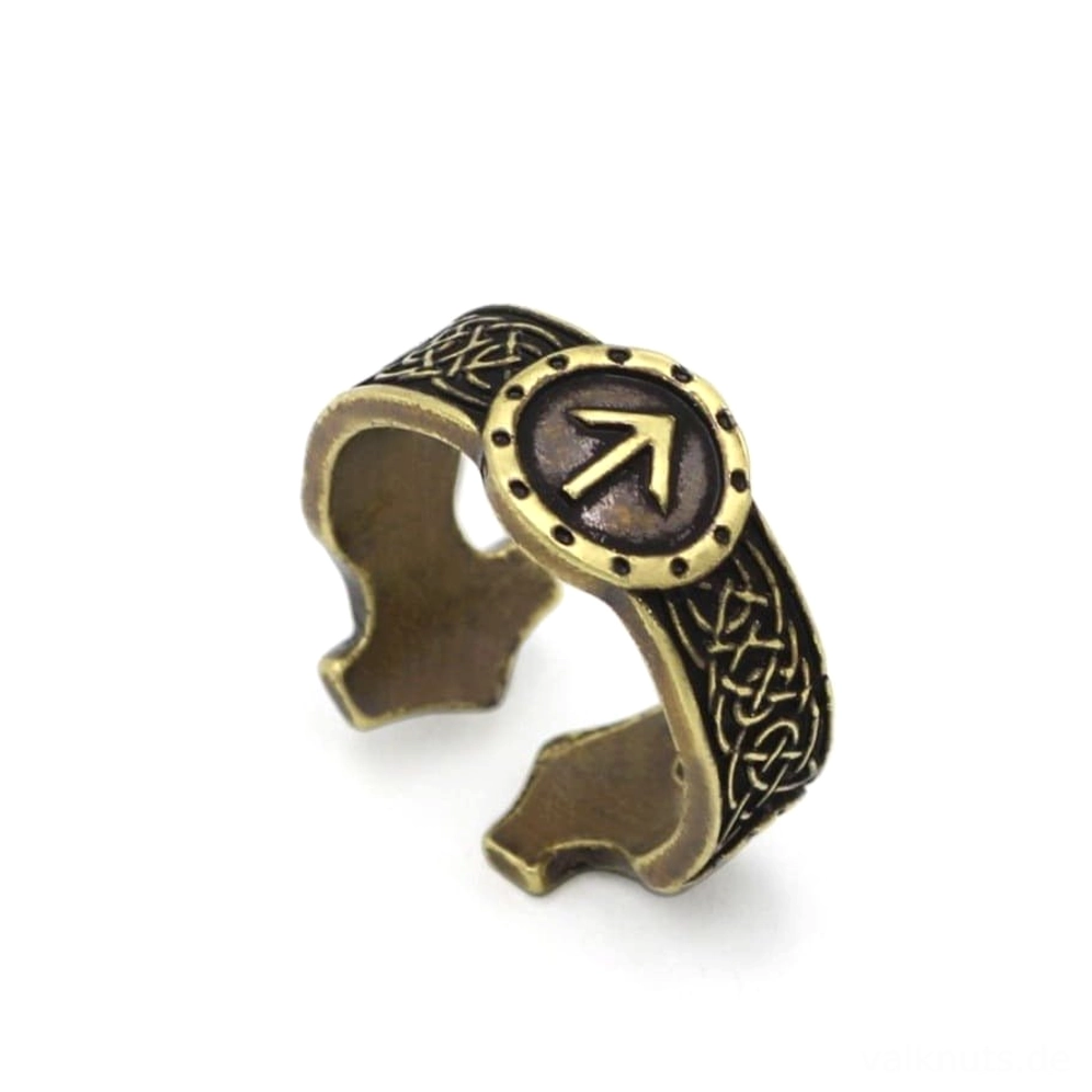Handgemachter Wikinger Ring Tiwaz Rune aus Zinklegierung