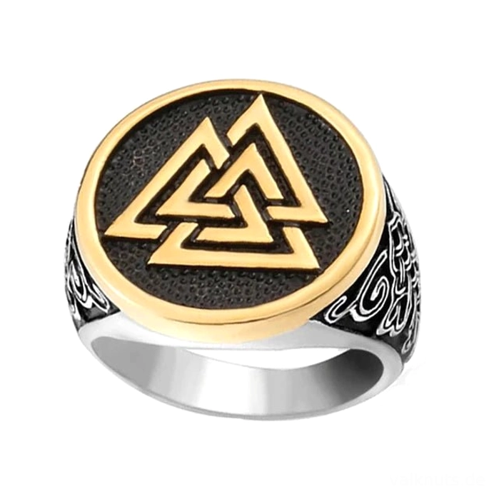 Handgemachter Wikinger Ring Valknut Edelstahl für Biker und Wikingerkultur Fans
